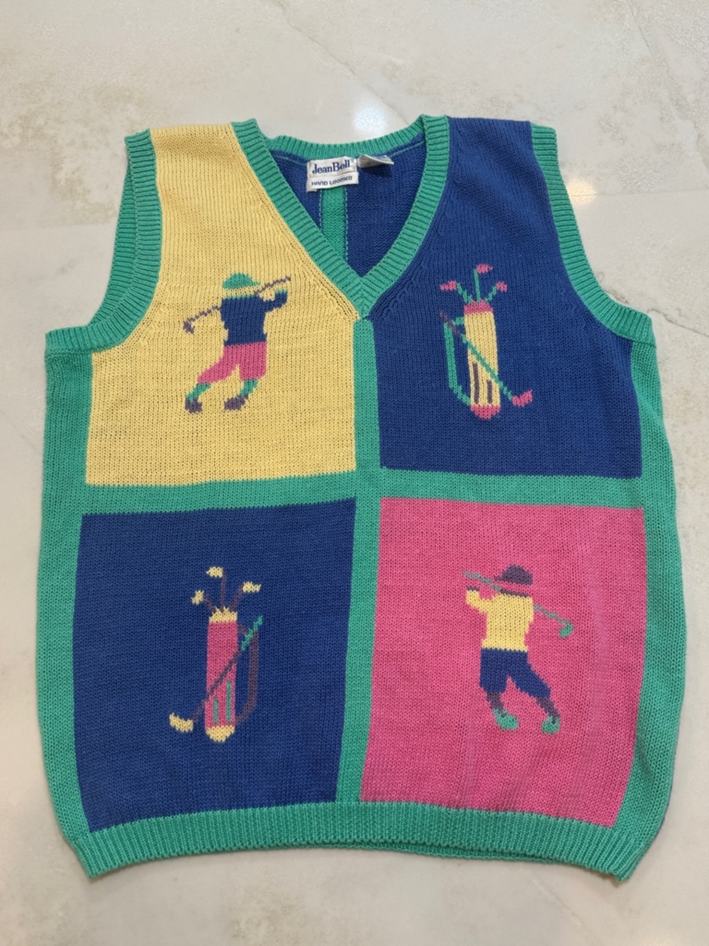 JeanBell Colorblock Knit Vest in Mint and Royal Blue
